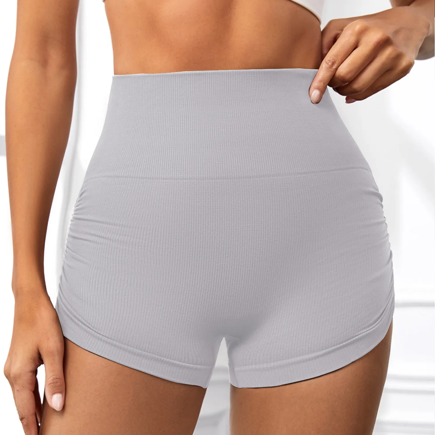 Women Ribbed Yoga Shorts Workout High Waist Butt Lifting Exercise Shorts Well Elastic Pants Women Ribbed Yoga Shorts Workout High Waist Butt Lifting Exercise Shorts Well Elastic Pants