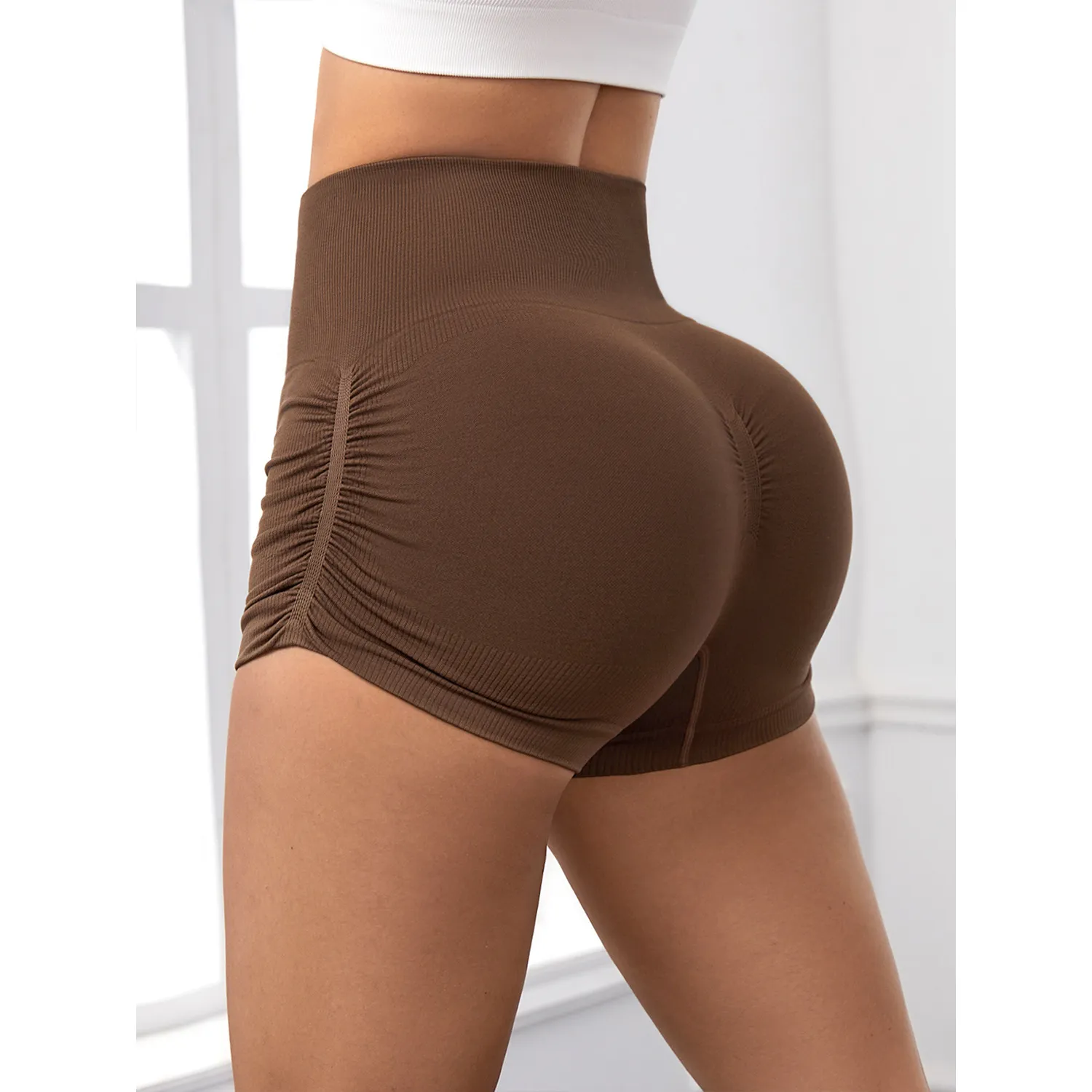 Women Ribbed Yoga Shorts Workout High Waist Butt Lifting Exercise Shorts Well Elastic Pants Women Ribbed Yoga Shorts Workout High Waist Butt Lifting Exercise Shorts Well Elastic Pants