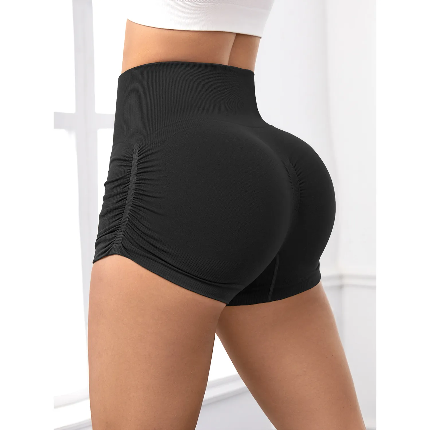 Women Ribbed Yoga Shorts Workout High Waist Butt Lifting Exercise Shorts Well Elastic Pants Women Ribbed Yoga Shorts Workout High Waist Butt Lifting Exercise Shorts Well Elastic Pants