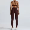 Private Label Workout Sets for Women Yoga Outfit High Waist Butt Lift Leggings Breathable Yoga Set Activewear Manufacturer