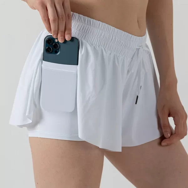 Private Label Activewear Workout Elastic Waist Casual Culottes with Pocket Wholesale Drawstring Running Shorts