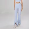 Women's Yoga Type Pants Crossover High Waisted Bootcut Yoga Pants Flutter Leggings Front Split Flare Leg Workout Pants