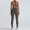 Private Label Workout Sets for Women Yoga Outfit High Waist Butt Lift Leggings Breathable Yoga Set Activewear Manufacturer