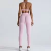 Private Label Workout Sets for Women Yoga Outfit High Waist Butt Lift Leggings Breathable Yoga Set Activewear Manufacturer