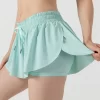 Private Label Activewear Workout Elastic Waist Casual Culottes with Pocket Wholesale Drawstring Running Shorts