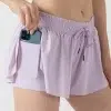 Private Label Activewear Workout Elastic Waist Casual Culottes with Pocket Wholesale Drawstring Running Shorts