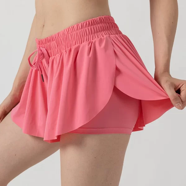 Private Label Activewear Workout Elastic Waist Casual Culottes with Pocket Wholesale Drawstring Running Shorts