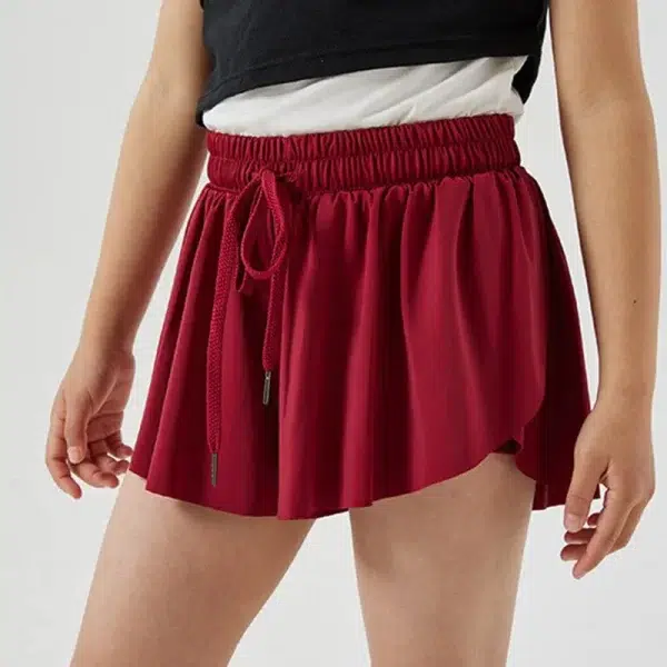Private Label Activewear Workout Elastic Waist Casual Culottes with Pocket Wholesale Drawstring Running Shorts