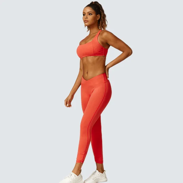 Drawstring Butt Lift Legging for Women U Neck Sport Bra Workout Clothing Yoga Set Drawstring Butt Lift Legging for Women U Neck Sport Bra Workout Clothing Yoga Set