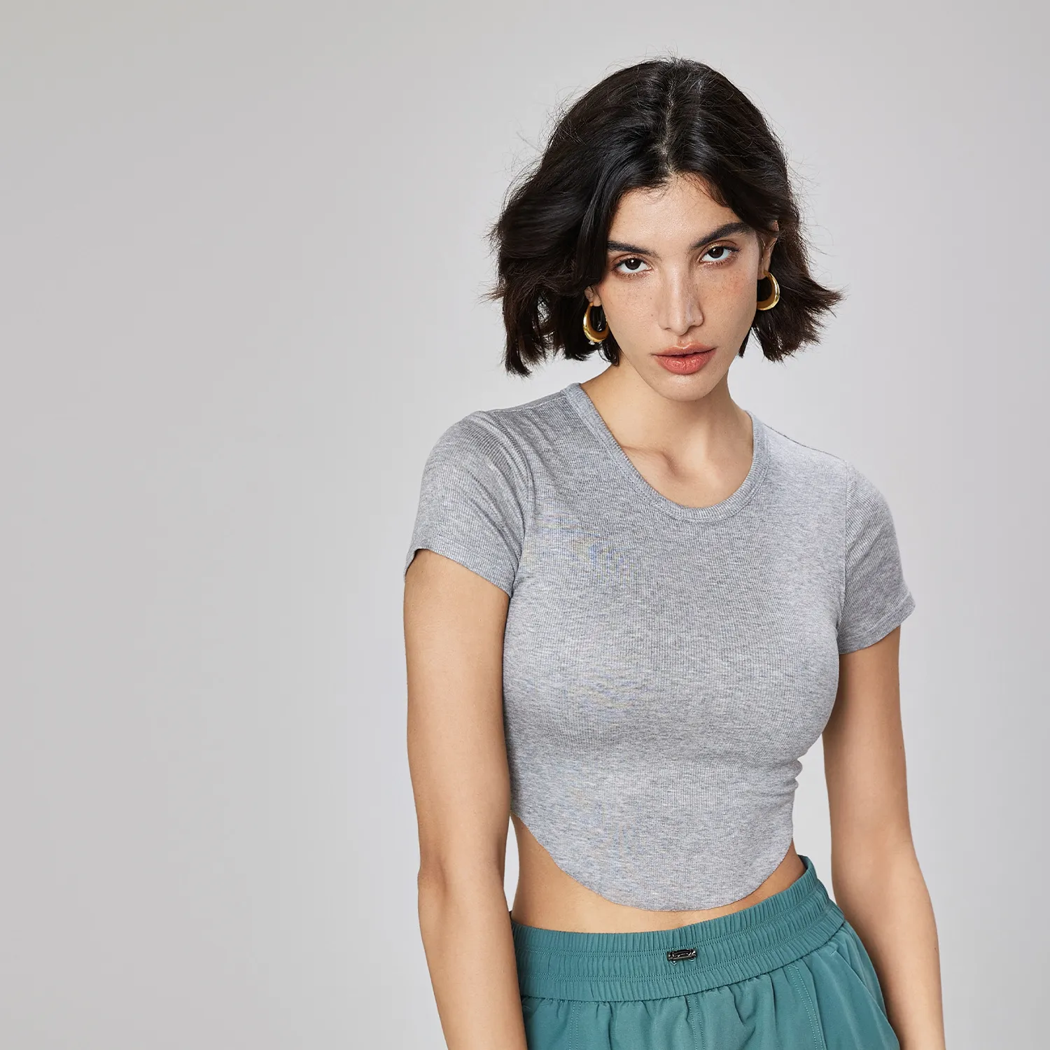 Ribbed Crop Top Short Sleeve Yoga Tops Wholesale Women's Shirt Sexy Sport Wear Ribbed Crop Top Short Sleeve Yoga Tops Wholesale Women's Shirt Sexy Sport Wear