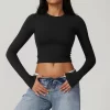 Women's Tight Crop Top Wholesale Workout Shirt Soft Fabric Yoga Long Sleeve Top
