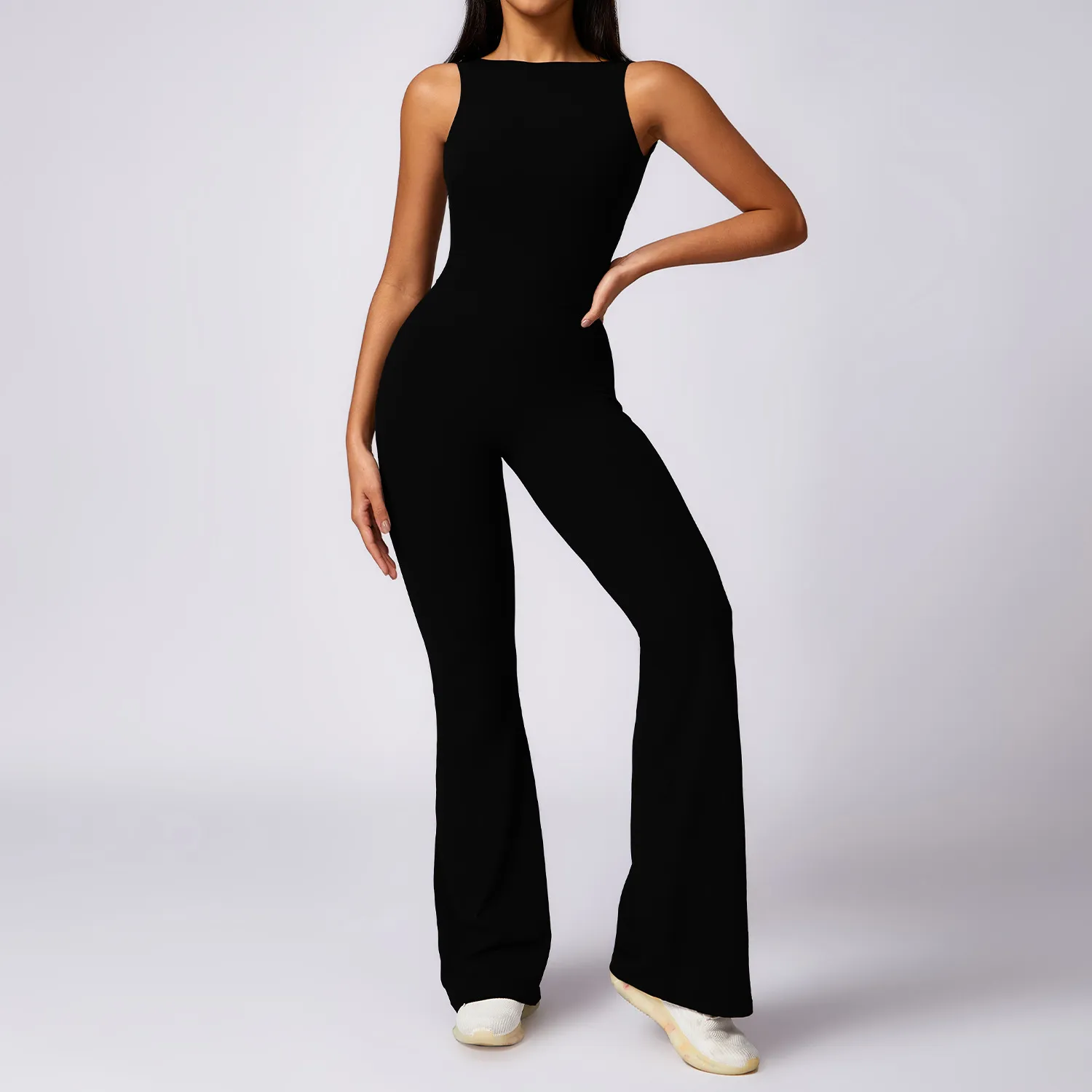 One Piece Jumpsuit Butt Lifting Bell Bottoms Skims Bodysuit Yoga Wear Athletic Jumpsuit