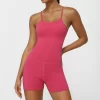 One Piece Jumpsuit Spaghetti Straps Yoga Set Breathable Bodysuit Athletic Shorts Jumpsuit