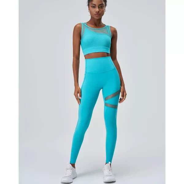 Mesh Top and Leggings Sets Wholesale Athletic Clothing Fake Two Yoga Set