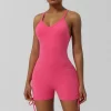 V Neck Sports Jumpsuit Spaghetti Strap Jumpsuit with Pad Workout Bodysuit