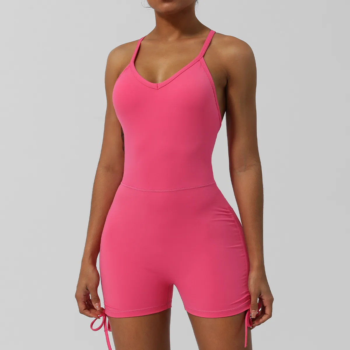 V Neck Sports Jumpsuit Spaghetti Strap Jumpsuit with Pad Workout Bodysuit V Neck Sports Jumpsuit Spaghetti Strap Jumpsuit with Pad Workout Bodysuit