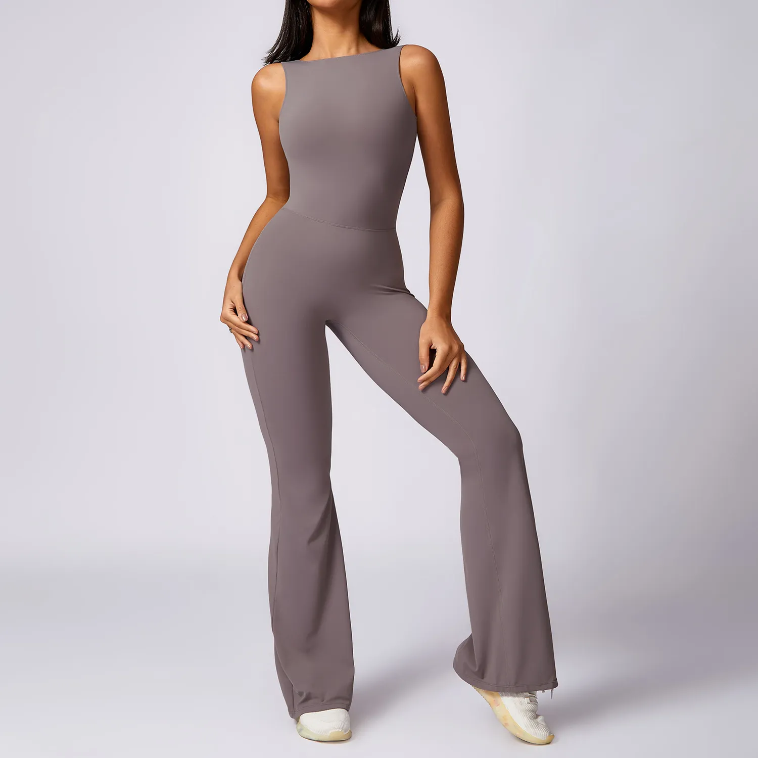One Piece Jumpsuit Butt Lifting Bell Bottoms Skims Bodysuit Yoga Wear Athletic Jumpsuit