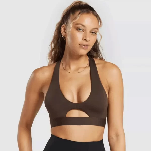 Deep U-Neck Sexy Bra Spaghetti Strap Criss Cross Tank Top Custom Active Wear Breathable Yoga Bra