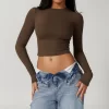 Women's Tight Crop Top Wholesale Workout Shirt Soft Fabric Yoga Long Sleeve Top