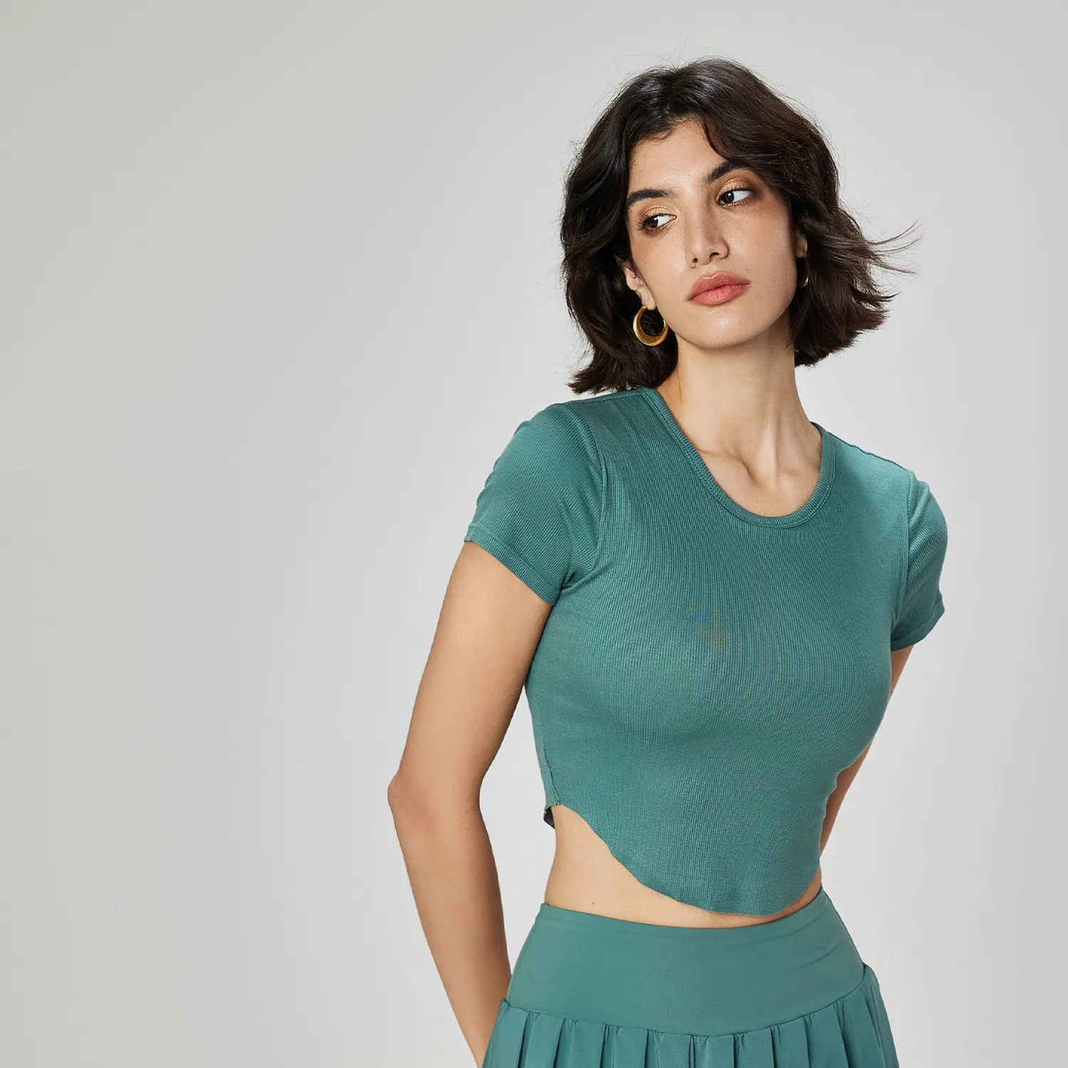 Ribbed Crop Top Short Sleeve Yoga Tops Wholesale Women's Shirt Sexy Sport Wear Ribbed Crop Top Short Sleeve Yoga Tops Wholesale Women's Shirt Sexy Sport Wear