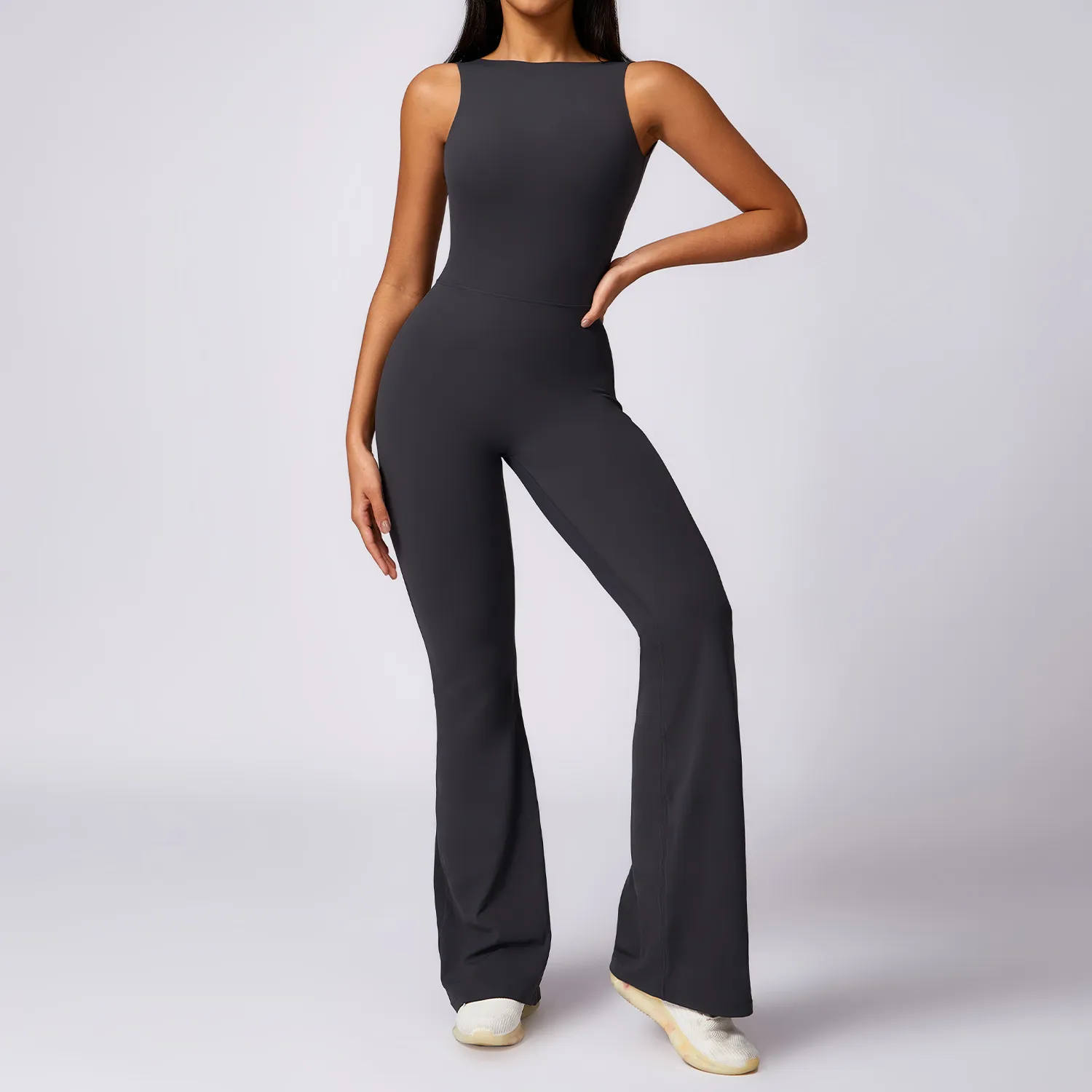 One Piece Jumpsuit Butt Lifting Bell Bottoms Skims Bodysuit Yoga Wear Athletic Jumpsuit