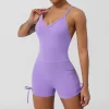 V Neck Sports Jumpsuit Spaghetti Strap Jumpsuit with Pad Workout Bodysuit