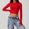 Women's Tight Crop Top Wholesale Workout Shirt Soft Fabric Yoga Long Sleeve Top