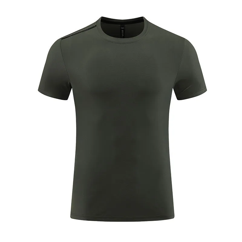 SKU-04-橄榄绿 Short Sleeve Shirt Men's Athletic Shirts Custom Workout Clothing Men's Gym T-Shirts