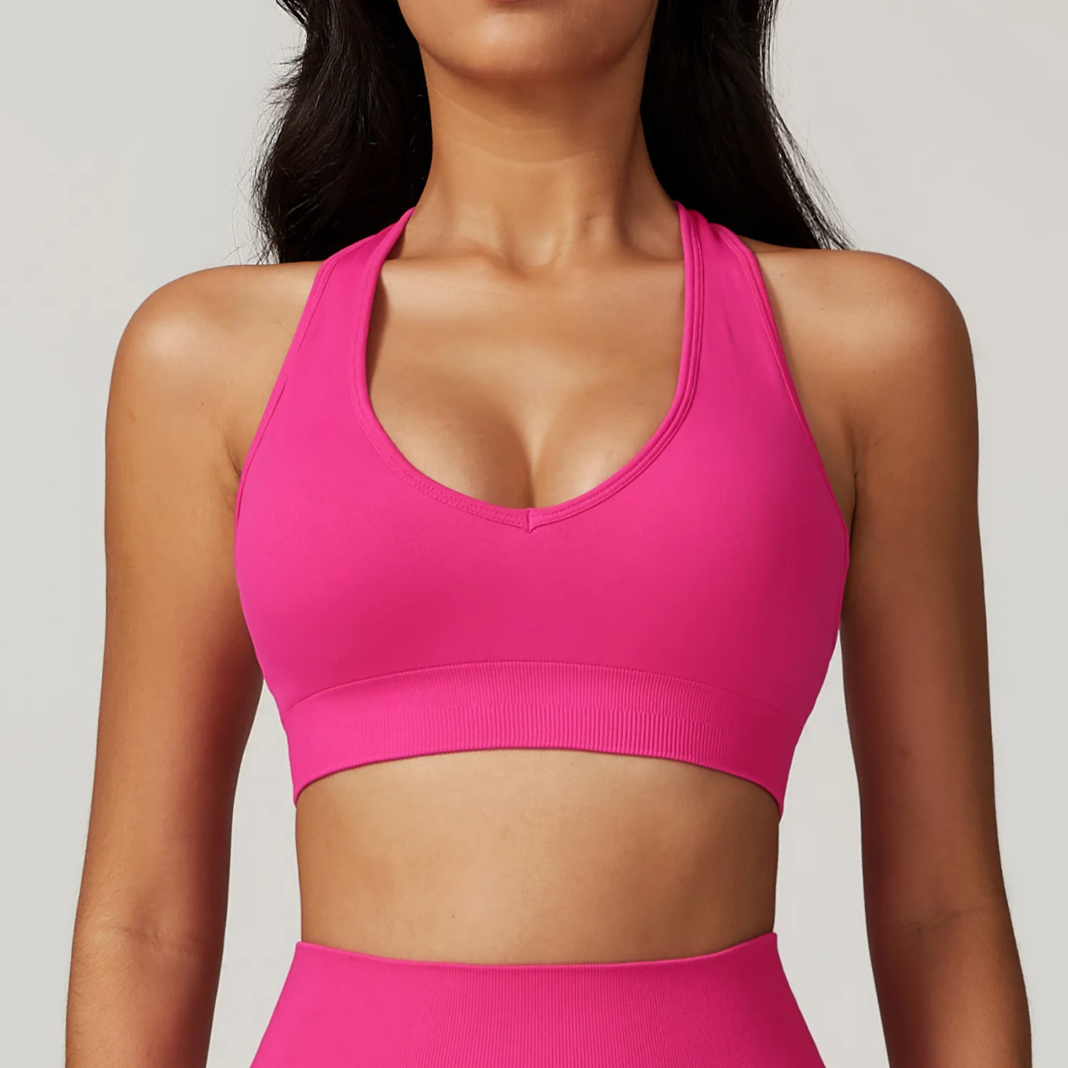 Seamless Workout Bra Gym Fitness Wear V neck Bra Sport Bra with Removable Pads Seamless Workout Bra Gym Fitness Wear V neck Bra Sport Bra with Removable Pads