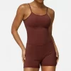 One Piece Jumpsuit Spaghetti Straps Yoga Set Breathable Bodysuit Athletic Shorts Jumpsuit