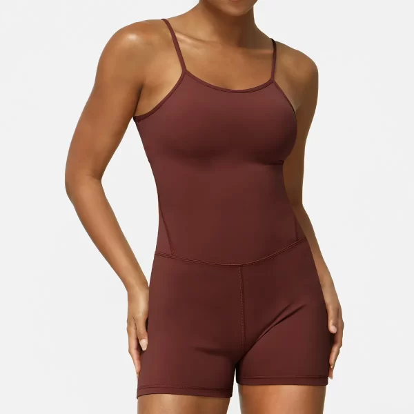 One Piece Jumpsuit Spaghetti Straps Yoga Set Breathable Bodysuit Athletic Shorts Jumpsuit