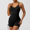 V Neck Sports Jumpsuit Spaghetti Strap Jumpsuit with Pad Workout Bodysuit