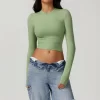 Women's Tight Crop Top Wholesale Workout Shirt Soft Fabric Yoga Long Sleeve Top