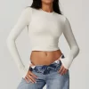 Women's Tight Crop Top Wholesale Workout Shirt Soft Fabric Yoga Long Sleeve Top