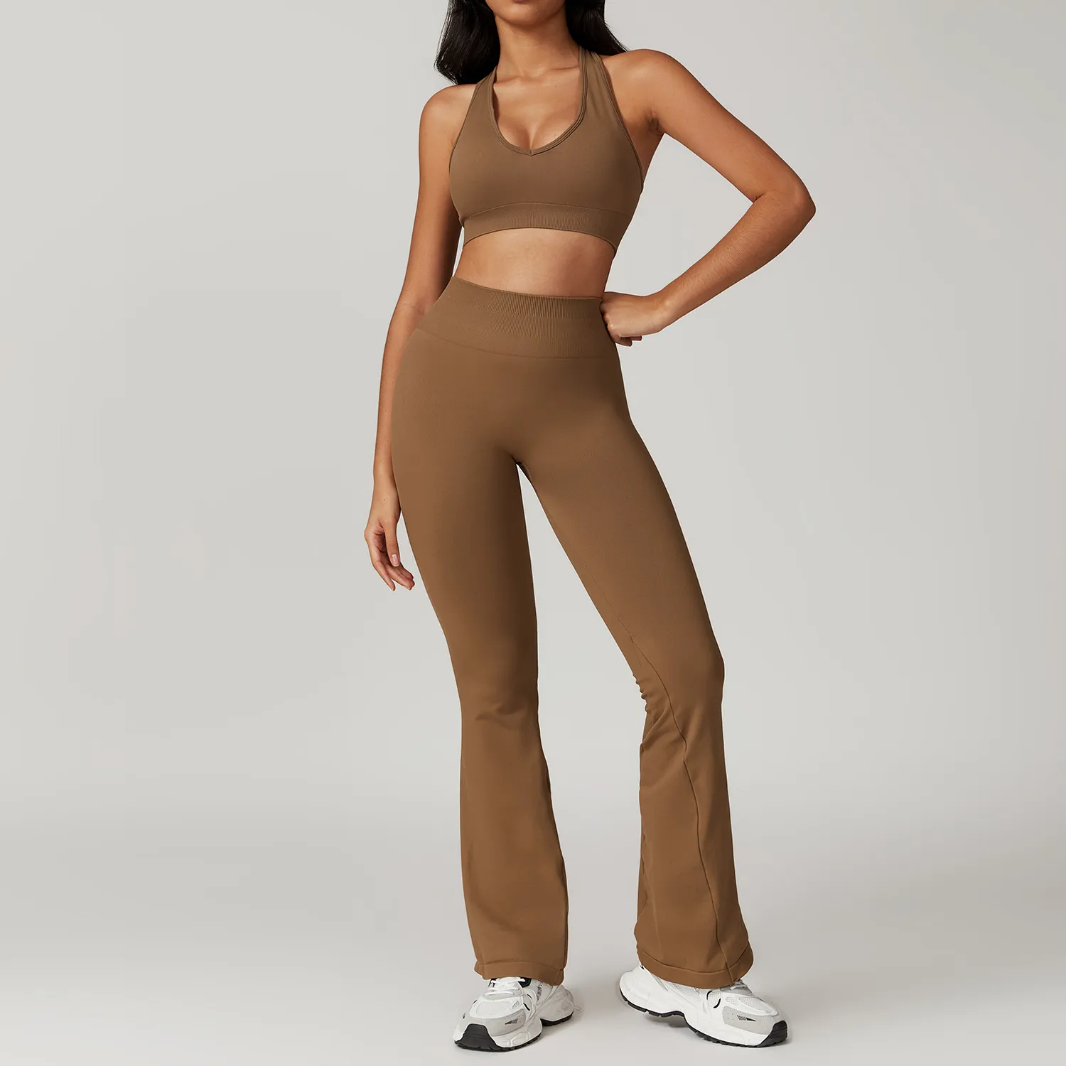 Seamless Workout Sets Gym Fitness Wear High Waist Flare Pants Yoga Sets Seamless Workout Sets Gym Fitness Wear High Waist Flare Pants Yoga Sets