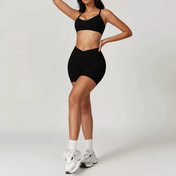 Recycled Fabric Workout Bra High Waist Shorts Wholesale Clothing Yoga Set