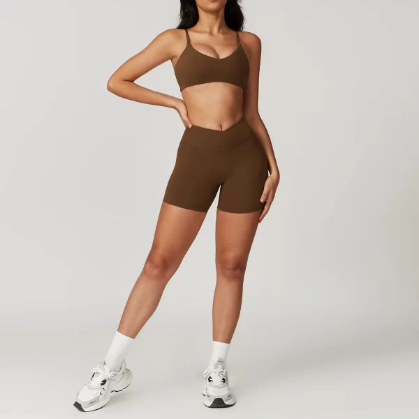 Recycled Fabric Workout Bra High Waist Shorts Wholesale Clothing Yoga Set