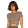 Short Sleeve Yoga Tops Ribbed Shirt with pads Wholesale Clothing Backless Top