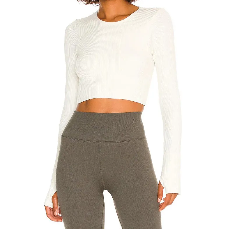 Long Sleeve Yoga Tops Ribbed Shirt with pads Wholesale Clothing Backless Top Long Sleeve Yoga Tops Ribbed Shirt with pads Wholesale Clothing Backless Top