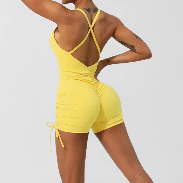 V Neck Sports Jumpsuit Spaghetti Strap Jumpsuit with Pad Workout Bodysuit