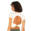 Short Sleeve Yoga Tops Ribbed Shirt with pads Wholesale Clothing Backless Top