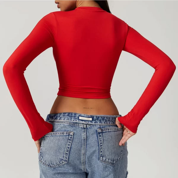 Women's Tight Crop Top Wholesale Workout Shirt Soft Fabric Yoga Long Sleeve Top
