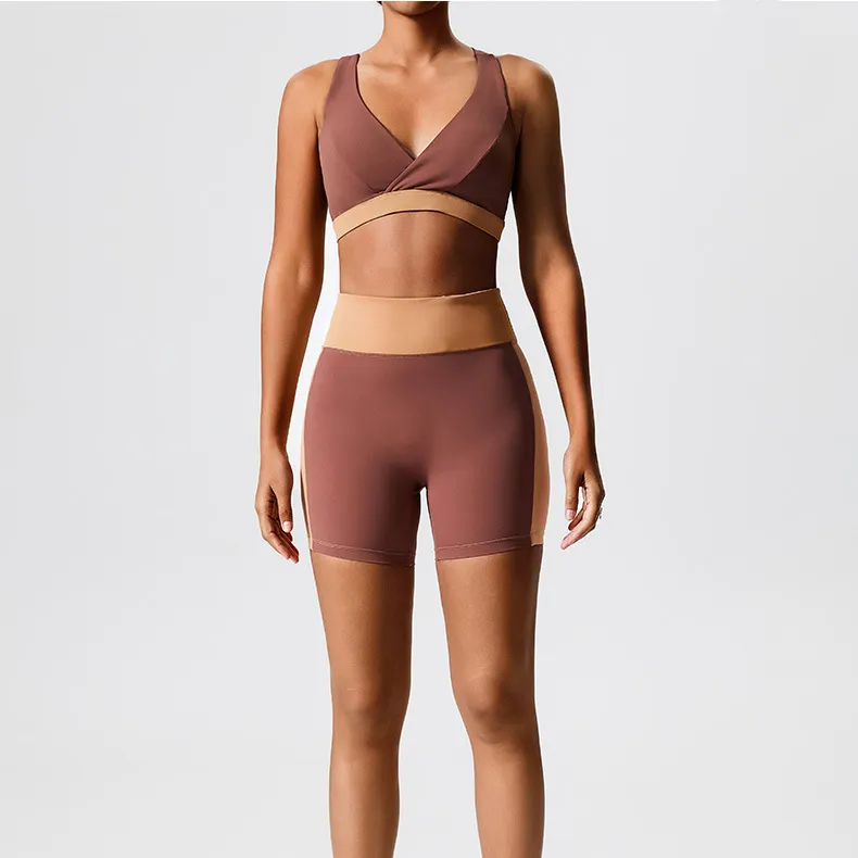 Color-Block Sports Set Wholesale Clothing Women's Athletic Sets Gym Fitness Yoga Set Color-Block Sports Set Wholesale Clothing Women's Athletic Sets Gym Fitness Yoga Set