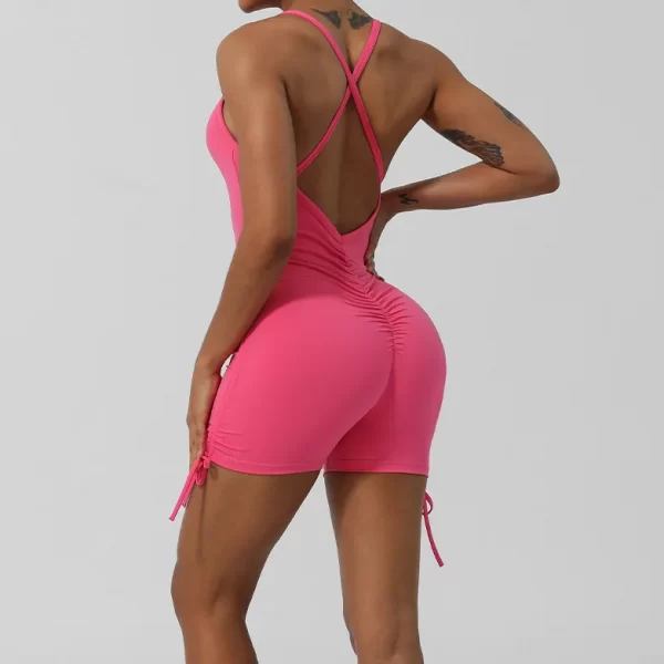 V Neck Sports Jumpsuit Spaghetti Strap Jumpsuit with Pad Workout Bodysuit
