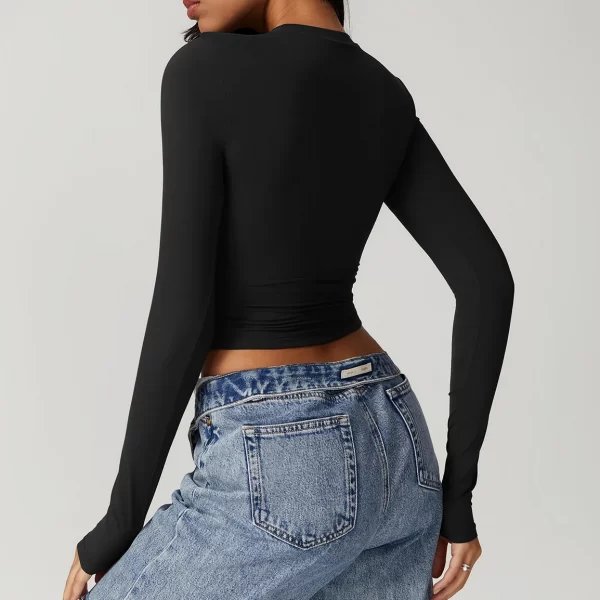 Women's Tight Crop Top Wholesale Workout Shirt Soft Fabric Yoga Long Sleeve Top