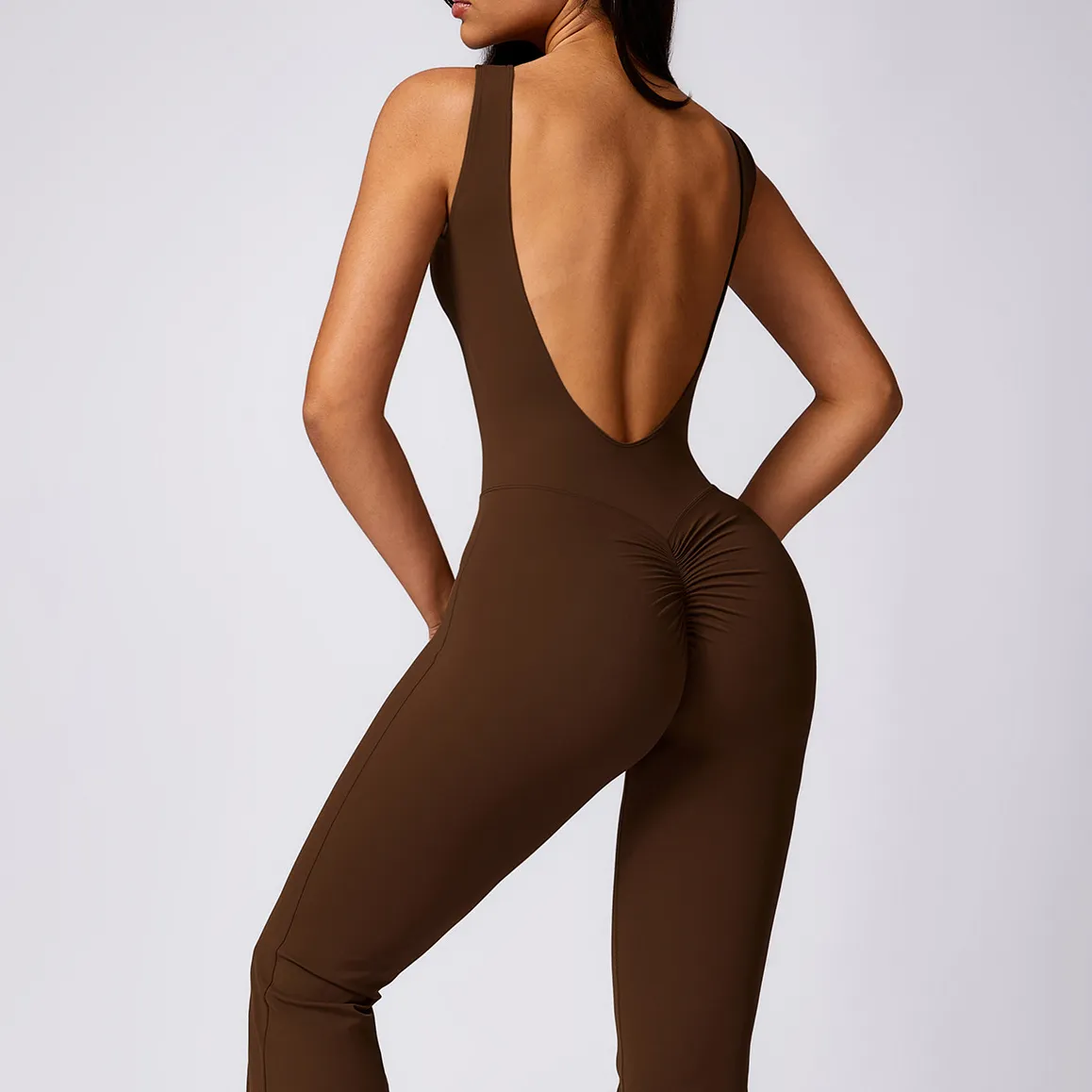 One Piece Jumpsuit Butt Lifting Bell Bottoms Skims Bodysuit Yoga Wear Athletic Jumpsuit