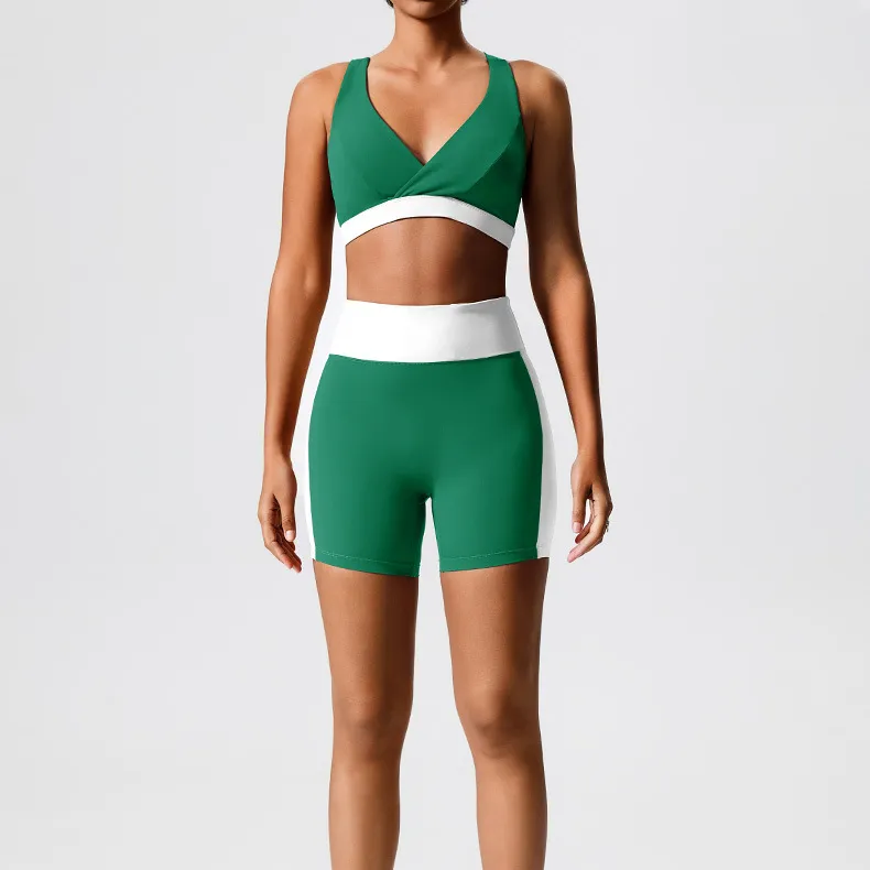 Color-Block Sports Set Wholesale Clothing Women's Athletic Sets Gym Fitness Yoga Set Color-Block Sports Set Wholesale Clothing Women's Athletic Sets Gym Fitness Yoga Set