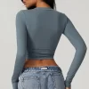 Women's Tight Crop Top Wholesale Workout Shirt Soft Fabric Yoga Long Sleeve Top