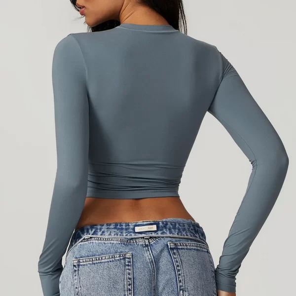 Women's Tight Crop Top Wholesale Workout Shirt Soft Fabric Yoga Long Sleeve Top