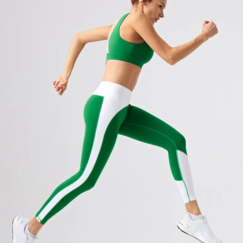 Color-Block Sports Set Wholesale Clothing Women's Athletic Sets Custom Fitness Yoga Set